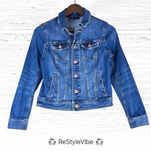 TALBOTS Women’s Size P Petite Jacket Coat Denim Jean Stretch Trucker Style